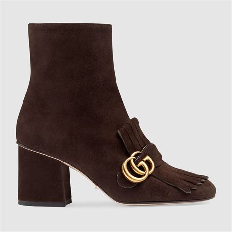 gucci leather ankle boot brown|Gucci marmont ankle boots.